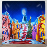 Aperturee - Aperturee Snowy Fariy Town Moon Night Christmas Square Backdrop